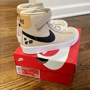 BNNW Nike Blazer Tan and Black High-Top Sneakers with Velcro Strap